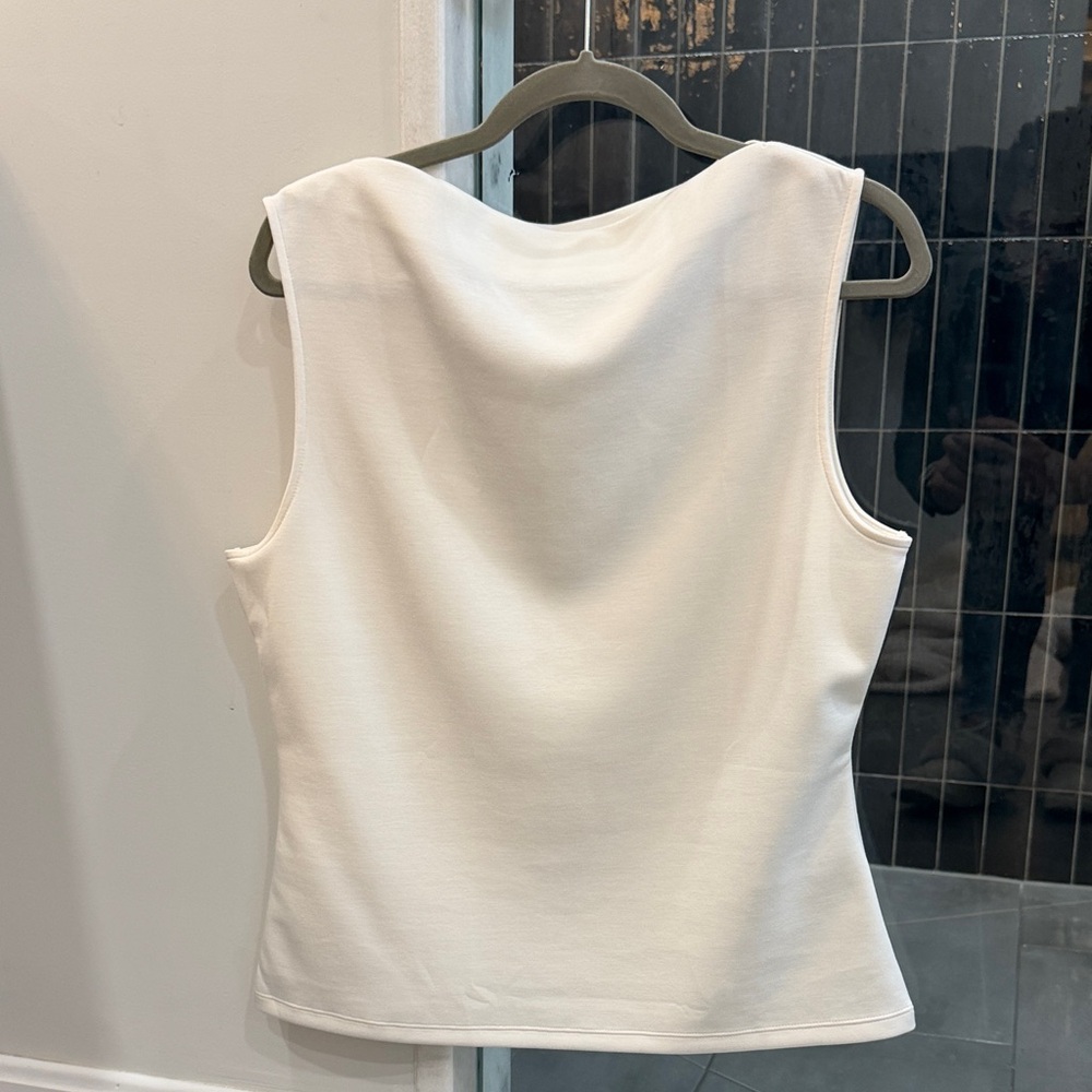Banana Republic Split Neck Cream Sleeveless Top
